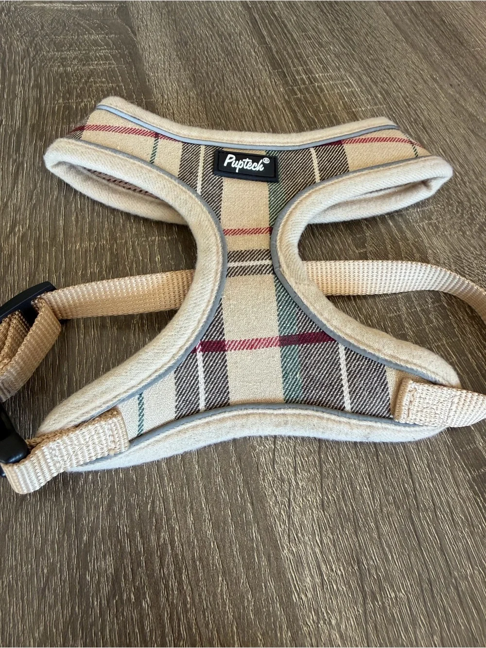 Beige Plaid Small Dog Harness & Leash Set